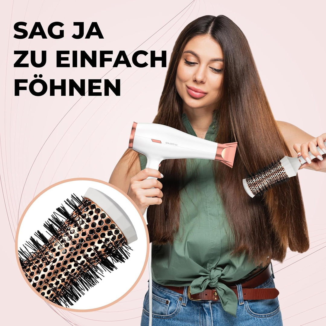 Lily England Runde Haarbürste Set, 4 Stück Professional Blow Dry Kit mit 3 runden Bürsten und Kamm f