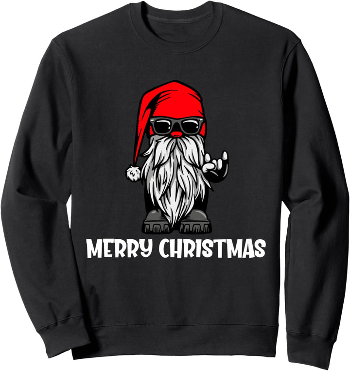 Merry Christmas Rocker Bart Kostüm Fröhliche Weihnachtsmann Sweatshirt