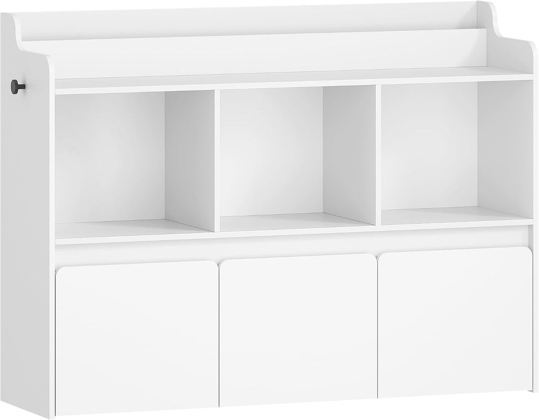 Hzuaneri Kinderregal mit Bücherfach &amp; Rollschubladen 30 x 108 x 80 cm, Weiss | 3 offene Fächer, 3 ro
