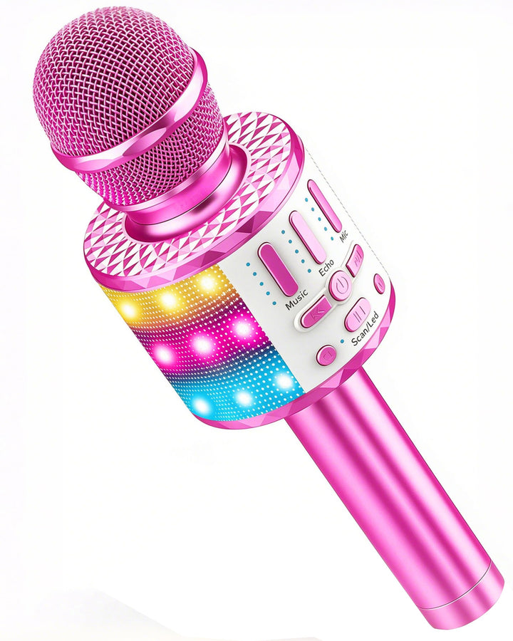 Karaoke Mikrofon, LED Drahtloses Bluetooth Mikrofon zum Singen mit Lautsprecher, Karaoke Spielzeug K