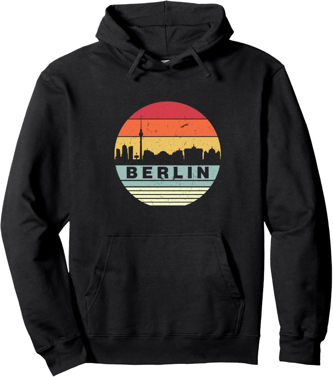 Retro Vintage Berlin Skyline-Silhouette Pullover Hoodie