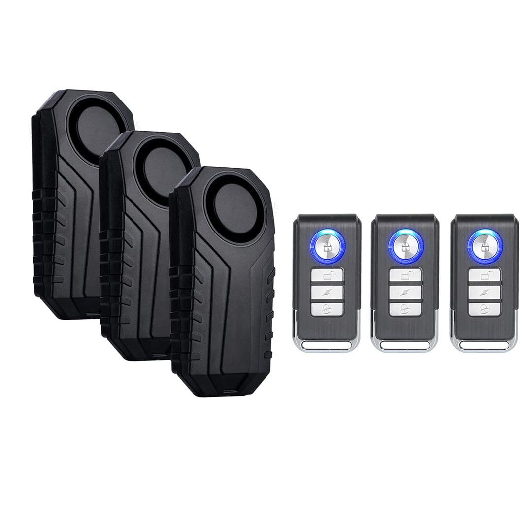 Mengshen 3er Pack Wireless Fahrrad Diebstahlwarnanlage mit Fernbedienung Sicherheit Einbrecher 113dB