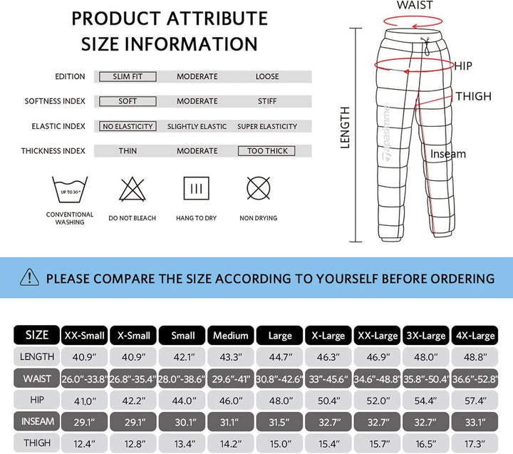 Tapasimme Damen Herren Winter Warme Gänse Daunenhose Ultraleichte Schneehose Kompressions-Daunenhose