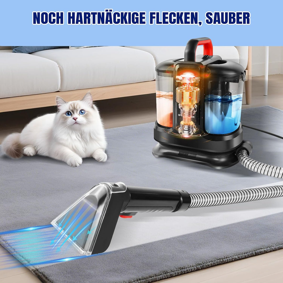 400W Polsterreiniger Gerät Teppichreiniger, 13KPa Reinigungsmaschine Nasssauger für Teppiche, Polste