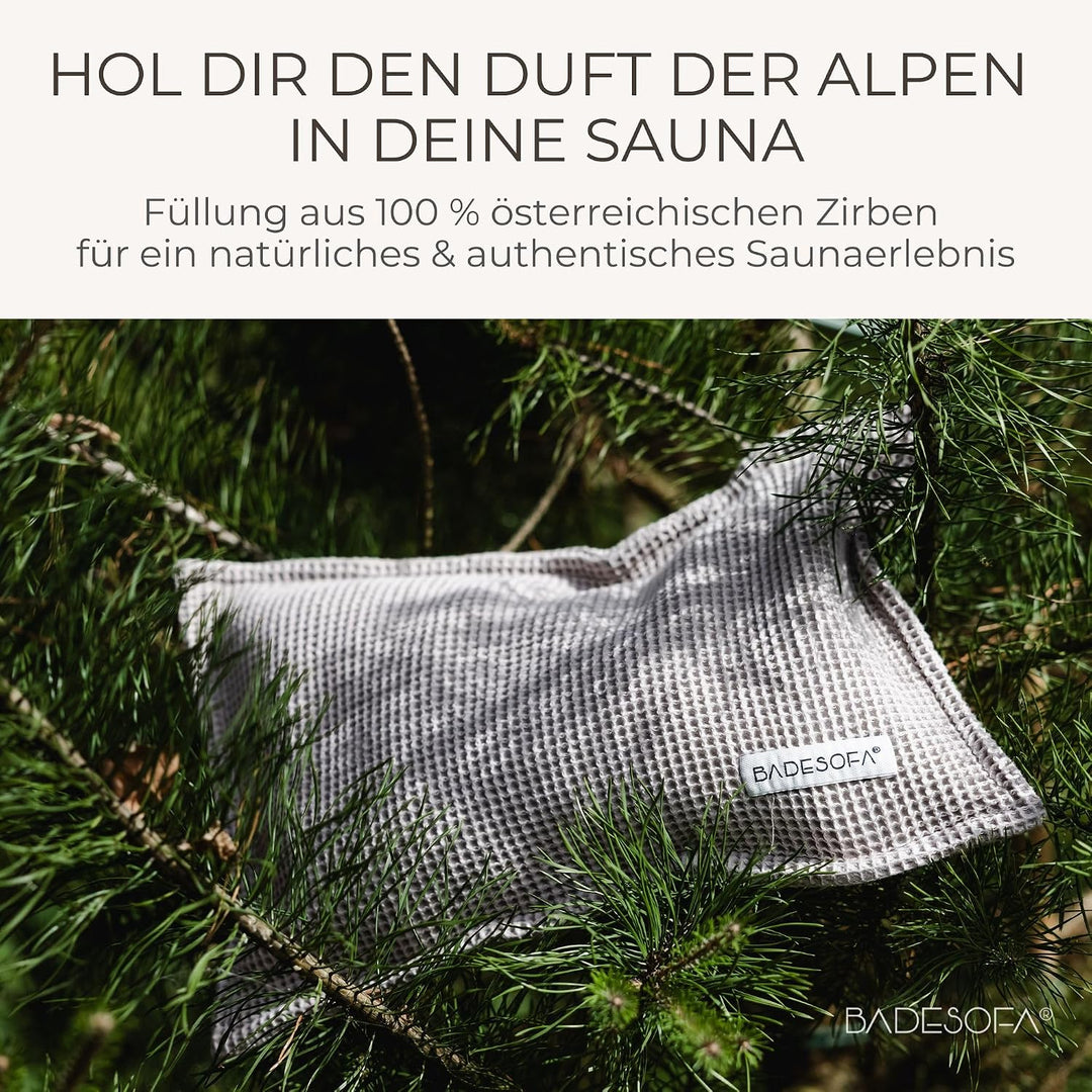 SAUNASOFA Zirbenkissen aus 100% Bio-Baumwolle in Grau Gross Grau, Gross Grau