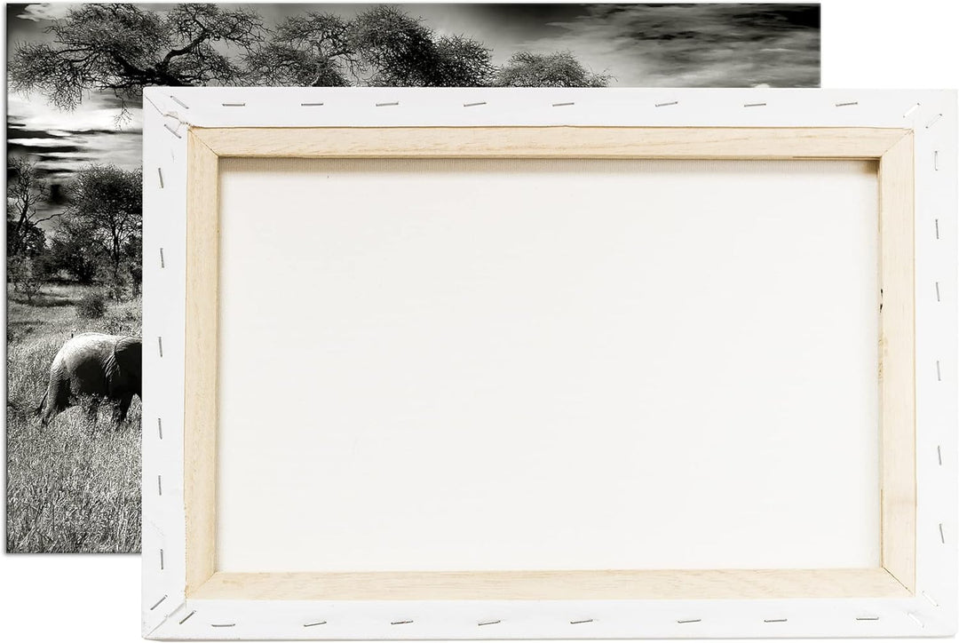 deyoli Elefantenfamilie in der Savanne Format: 100x70 als Leinwand, Motiv fertig gerahmt auf Echthol