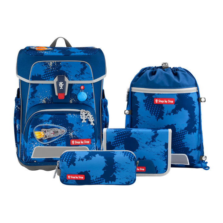 Step by Step Schulranzen-Set Cloud Reflect „Rocket Novo“ 5-teilig, blau, ergonomischer Tornister mit