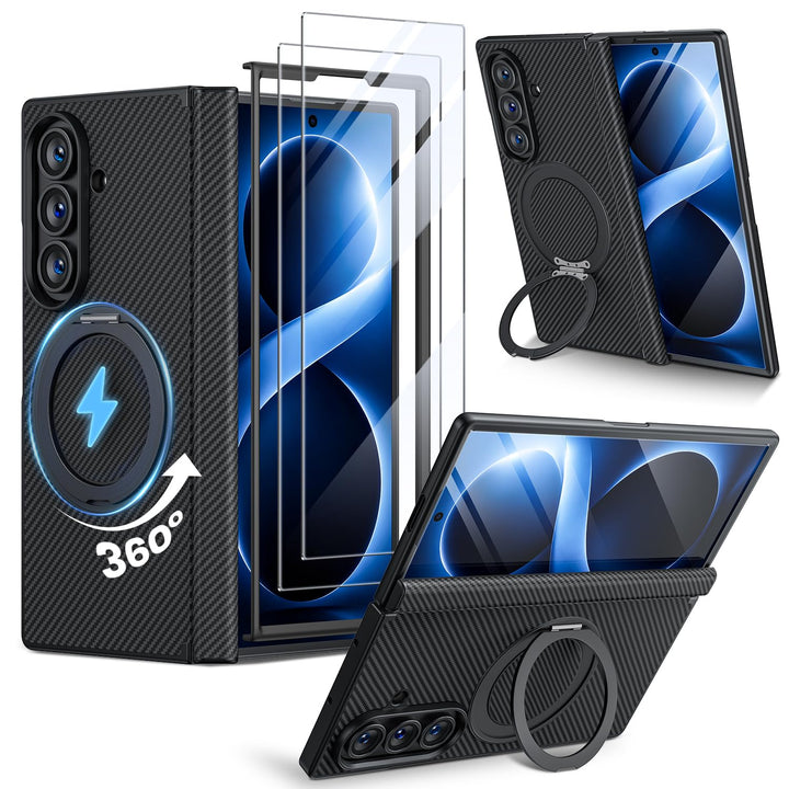 Hoerrye für Samsung Galaxy Z Fold 8 Ultra Hülle mit 360°Ständer black, black