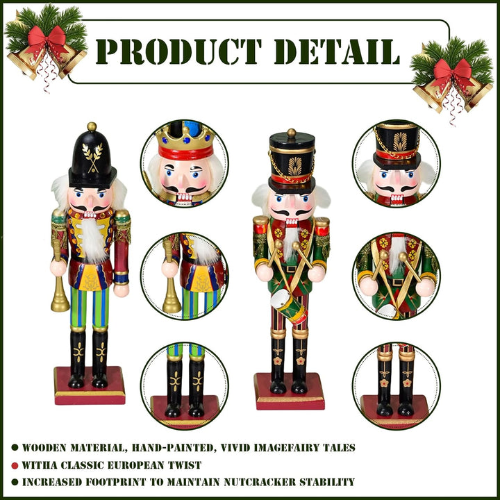 30cm Weihnachten Nussknacker Figur,2 Stück Holz Nussknacker Soldat Grosse Traditionelle Weihnachtsde