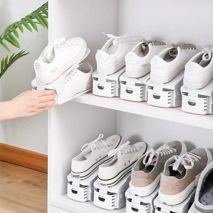 Froadp 20 Stück Einstellbare Schuhregale rutschfest Schuhhalter 3 Höhenverstellbar PP Doppelschicht