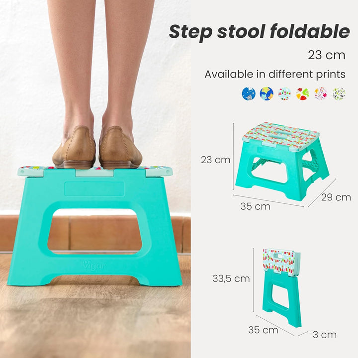 VIGAR Kompakte Tritthocker Klappbar für Erwachsene, 23 cm, Klapphocker Faltbar 150 kg rutschfest, Le