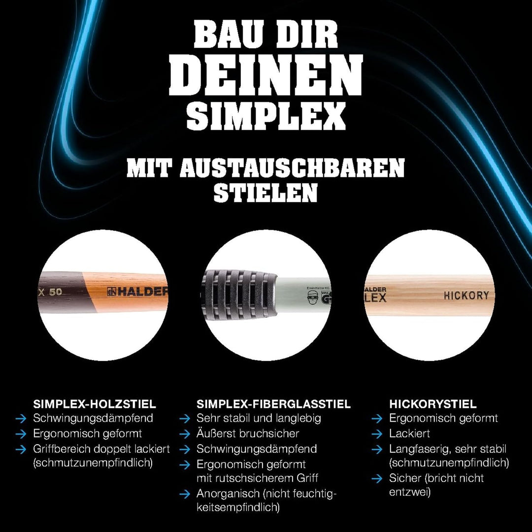 SIMPLEX-Schonhammer, Gummikomposition/Weichmetall; mit Tempergussgehäuse und hochwertigem Holzstiel