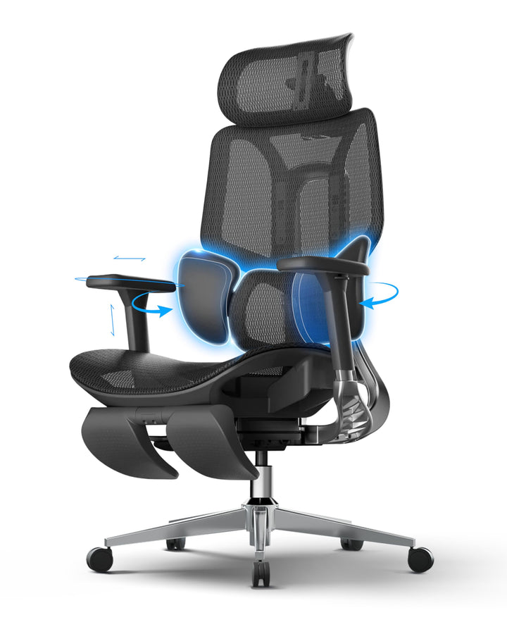 Hbada E3 Pro Ergonomischer Bürostuhl mit 3-Zonen dynamischer Lendenwirbelstütze, 4D verstellbare Kop