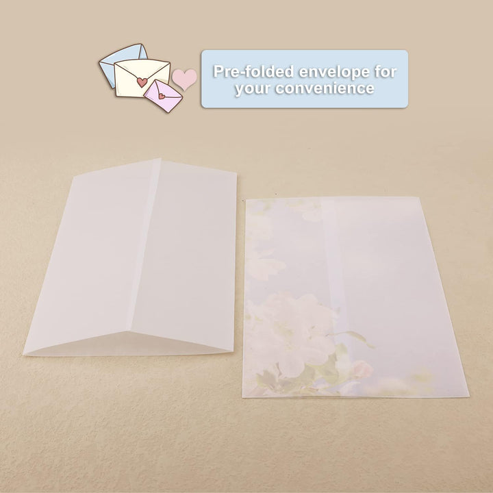 100 Stück Pergamentpapier für Einladungen, 13x18cm Vorgefaltet Vellum Paper Pergamenthüllen für Hoch