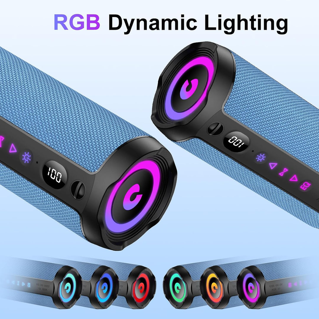Bluetooth Lautsprecher mit Licht, Bluetooth 5.4 Musikbox,25W Dual Lautsprecher, LED Anzeige &amp; 25 Std