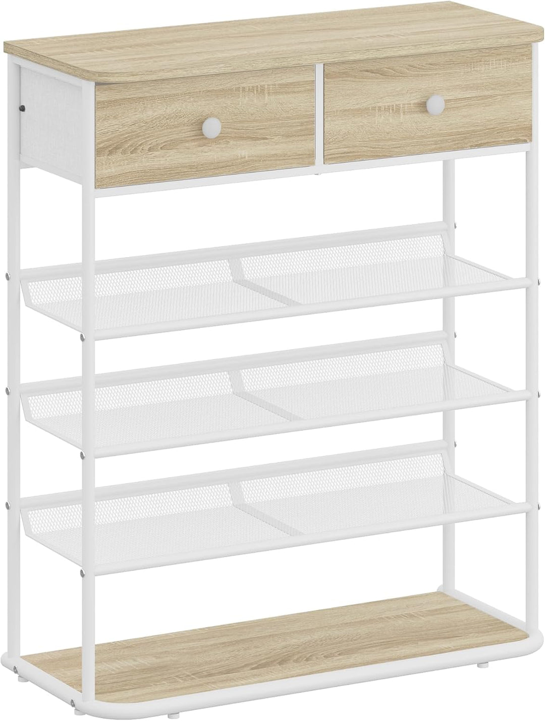 Hzuaneri Schuhregal, Schuhablage mit 5 Ebenen, Schuhregal Gross mit 2 Stoffschubladen, 3 Gittern, Ve