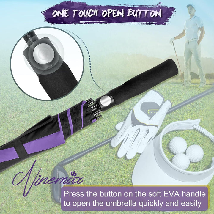 NINEMAX Golfschirm Gross 62/68 Inch Golf Regenschirm Sturmfest Automatik Öffnen Golf Regenschirm Dop