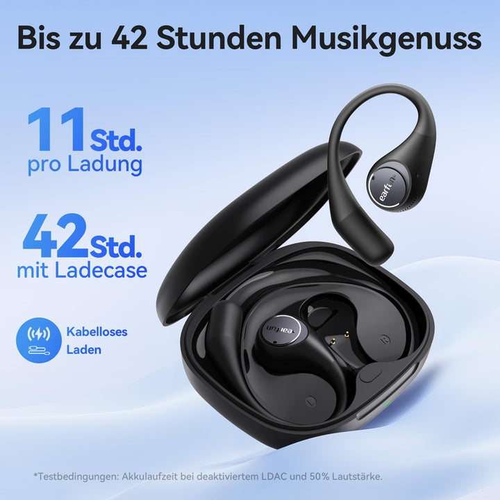EarFun OpenJump Bluetooth Open-Ear Kopfhörer, Hi-Res Audio, LDAC, Theatermodus, anpassbare Ohrbügel,