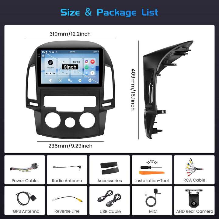 Inefala 4+64G Autoradio für Hyundai i30 2006-2011 Android 15 mit 9&
