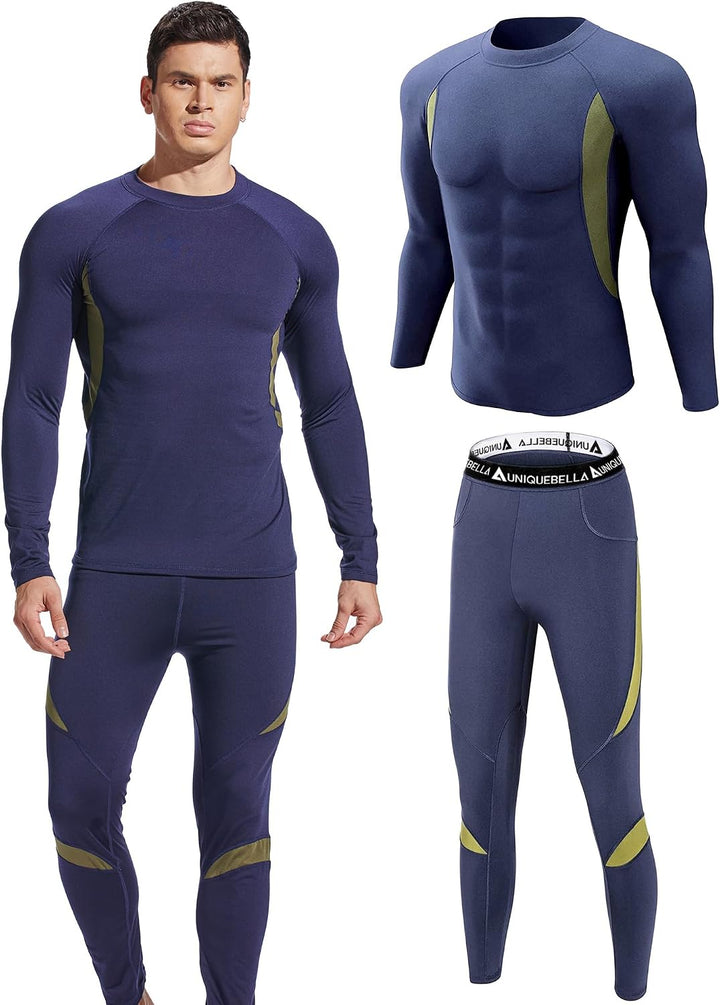 UNIQUEBELLA Thermo Unterwäsche Set, Funktionswäsche Herren Skiunterwäsche Winter Suit Ski Thermo-Unt