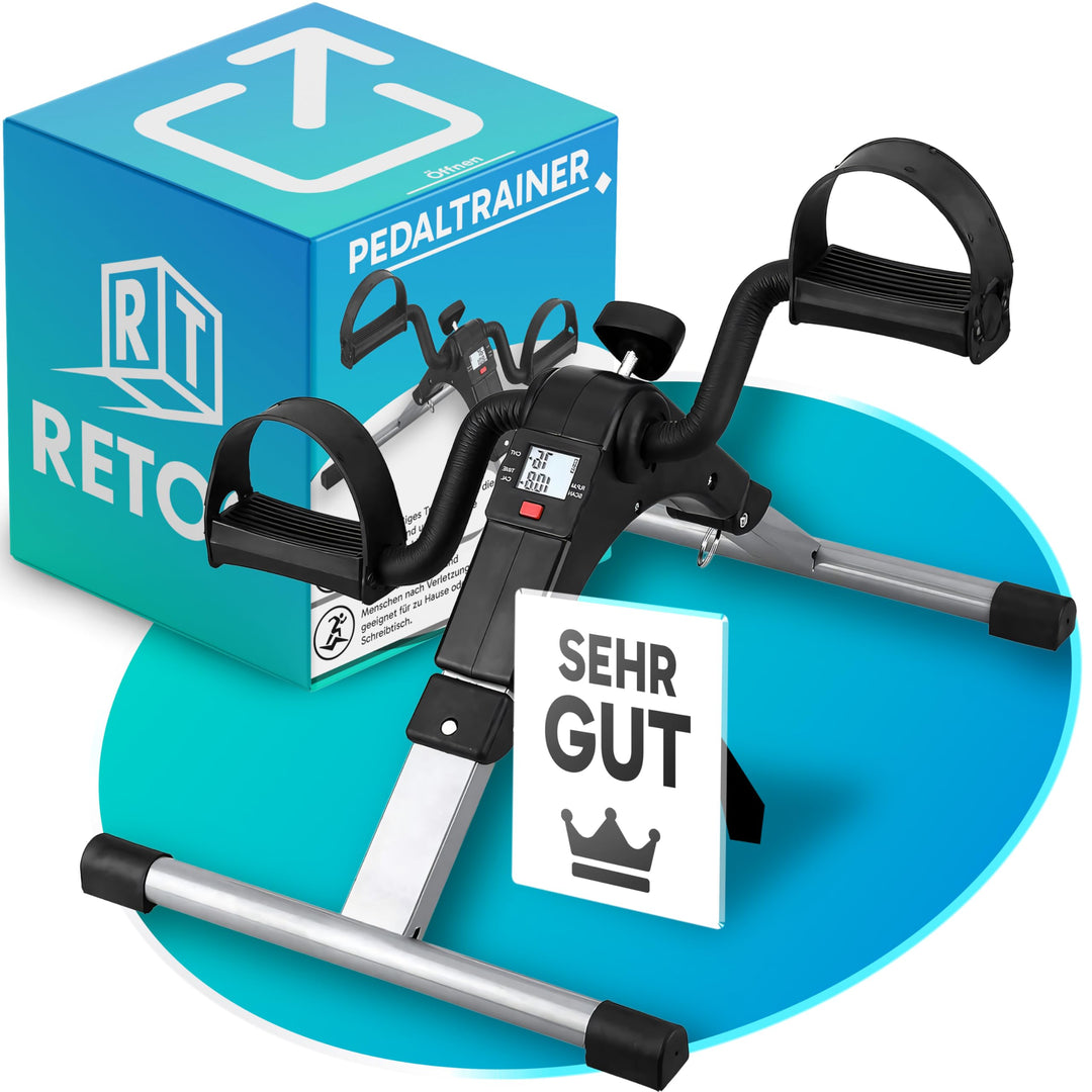 Retoo Pedaltrainer Mini Heimtrainer für Senioren – Leiser Arm- &amp; Beintrainer mit LCD-Display, Einste