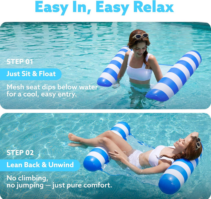 Sloosh 2 Packungen Hängematte Pool Floats Erwachsene, 4 in 1 Mehrzweck Aufblasbare Pool Floats PVC W