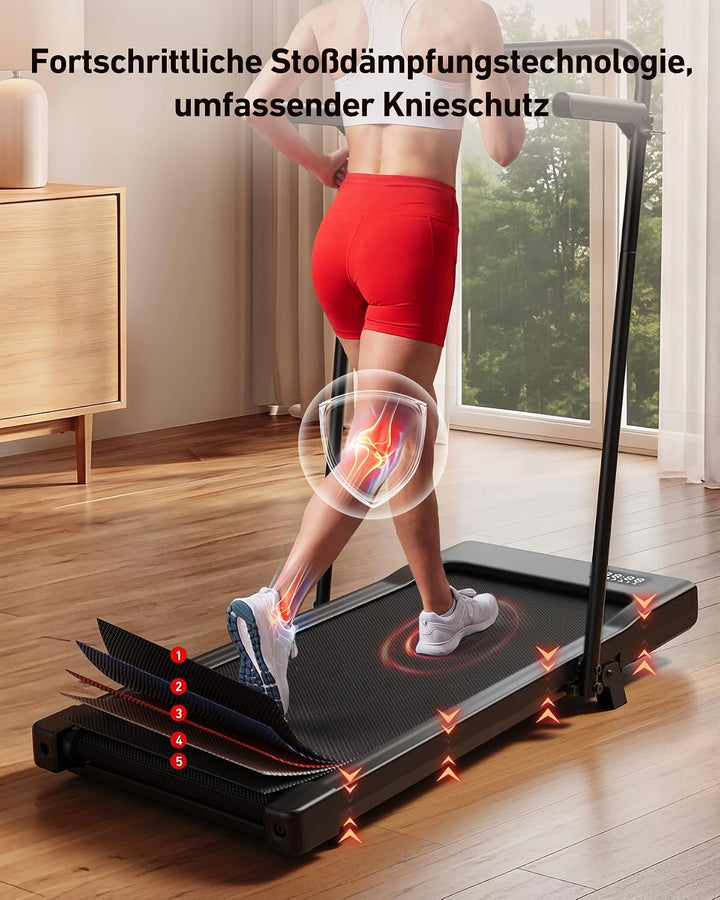 Superun Walking Pad mit Steigung 6%, Laufband für Zuhause mit App max 6km/h und 12km/h Version, Schr