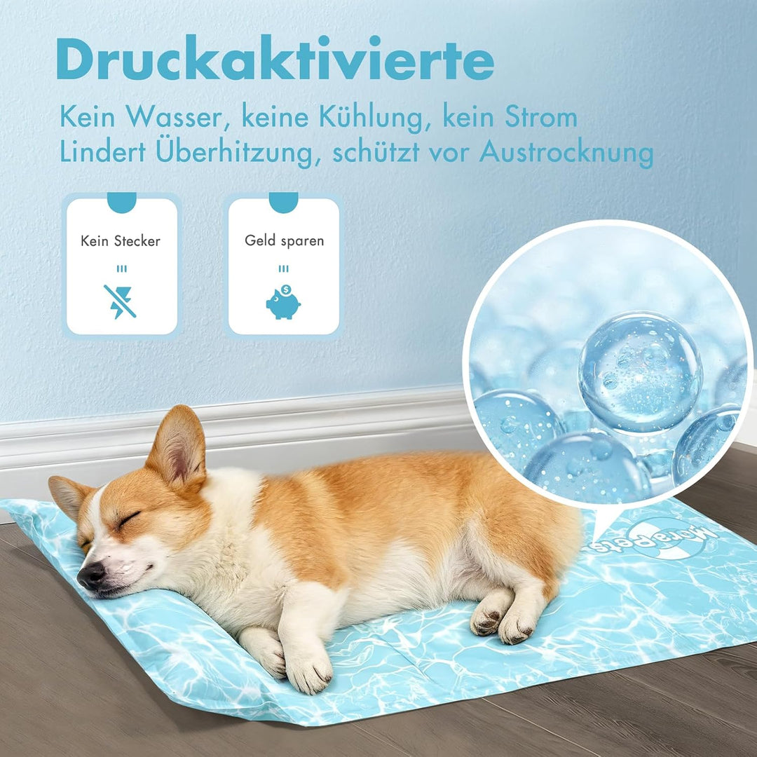 Pawtasy Kühlmatte für Hunde &amp; Katzen mit Kissen, selbstkühlende Hundematte mit Gel, kühlendes Hundeb