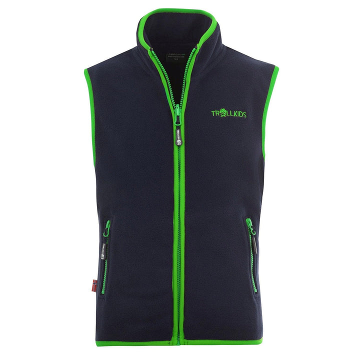 Trollkids Kinder Fleece-Weste Arendal 116 Marineblau / Vipergrün, 116 Marineblau / Vipergrün