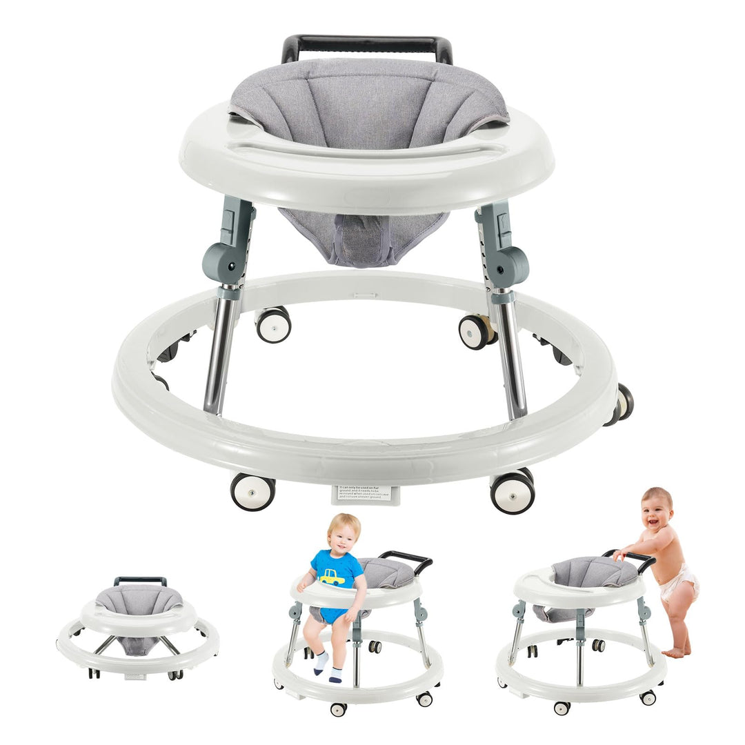 Baby Walker mit Rädern, Aktivitätszentrum mit stummen Rädern, Anti-Rollover, 5-fach höhenverstellbar