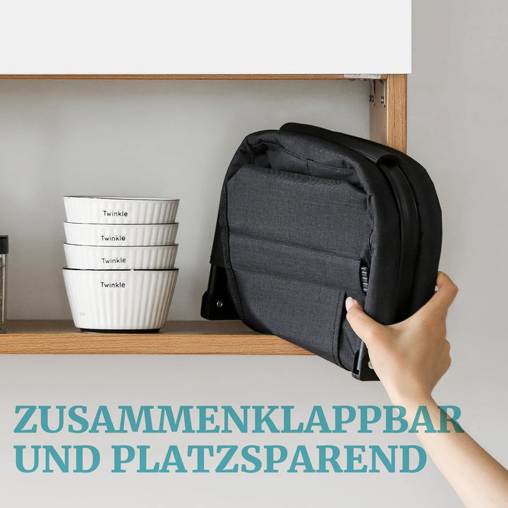 Yeabett 22L Faltbarer Einkaufskorb, Verstärkter Oxford-Stoff (Schwarz) Schwarz 22L(inkl. 4 Stützstan
