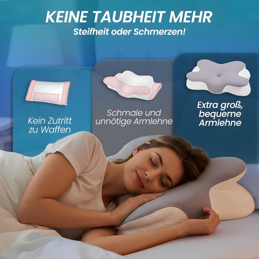 Nackenkissen Memory Foam 65x38cm, Ergonomisches Kopfkissen für Nackenschmerzen, Orthopädisches Schme