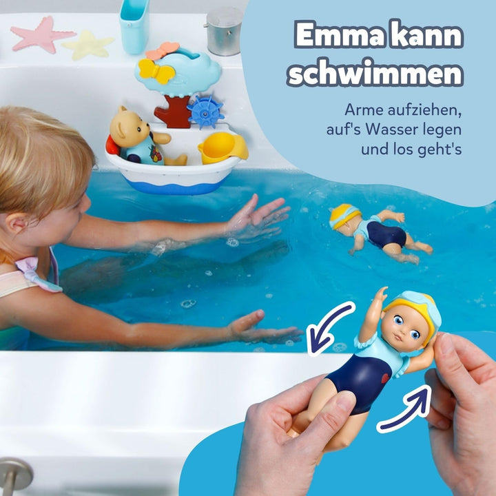 BABY born Splish Splash Bade-Spielzeug-Set mit Emma im Kinderwagen - Saugnäpfe zum Befestigen - Inkl