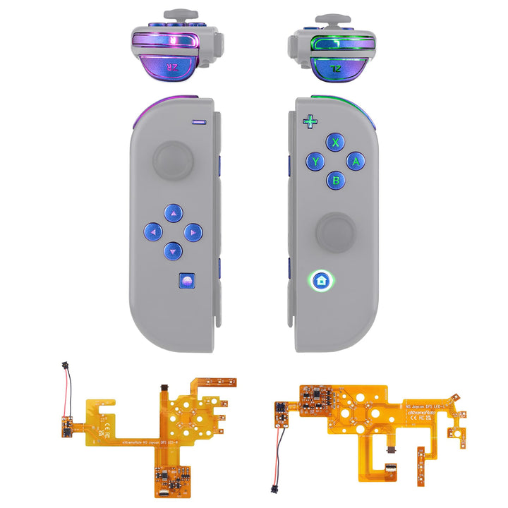 eXtremeRate LED Tasten für NS Switch Joycon,7 Farbe 9 Modi Leuchttaste ABXY Knöpfe Tasten Trigger Be
