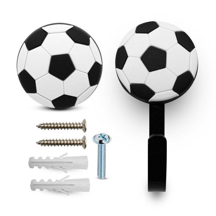 DOJA Barcelona | Möbelknöpfe Kinder + Kinderkleiderbügel | 8 Schrankknöpfe Kinder Fussball und 8 Kin
