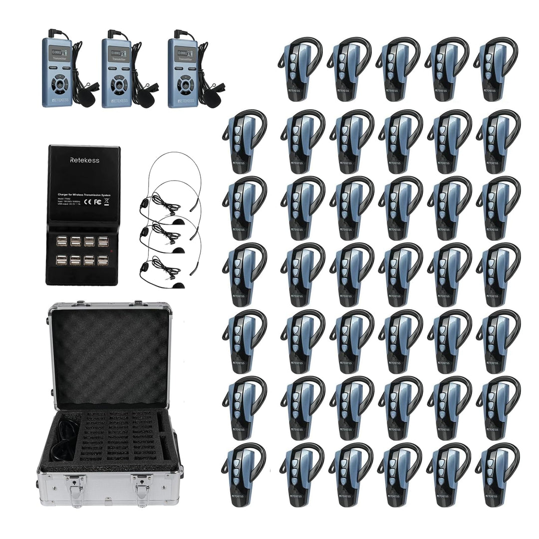 Retekess TT106S Wireless Tour Guide System, 2.4GHz, Angenehm zu Tragen, One-Touch-Bedienung, USB-Lad