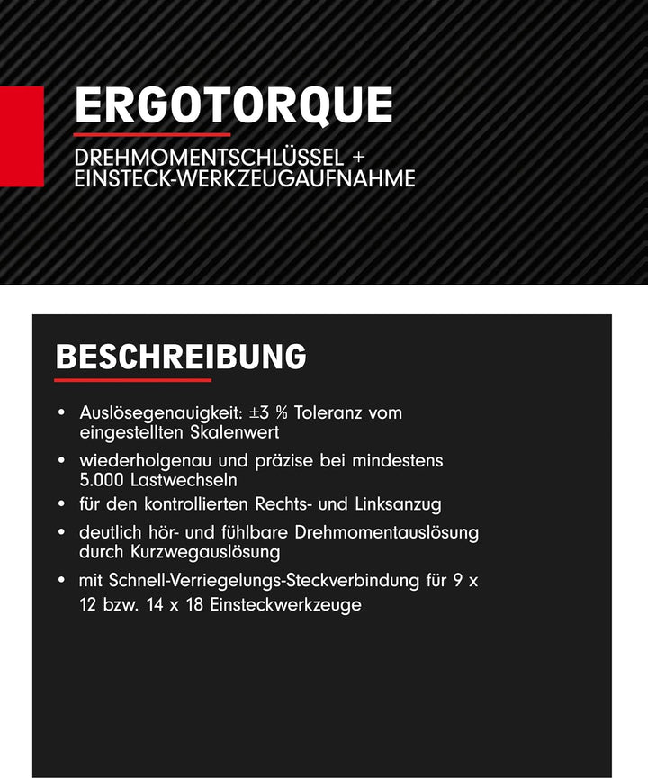 KS Tools Einsteck Drehmomentschlüssel 14x18 mm ERGOTORQUEprecision 516.1682 I 80-420 Nm I Mit Doppel