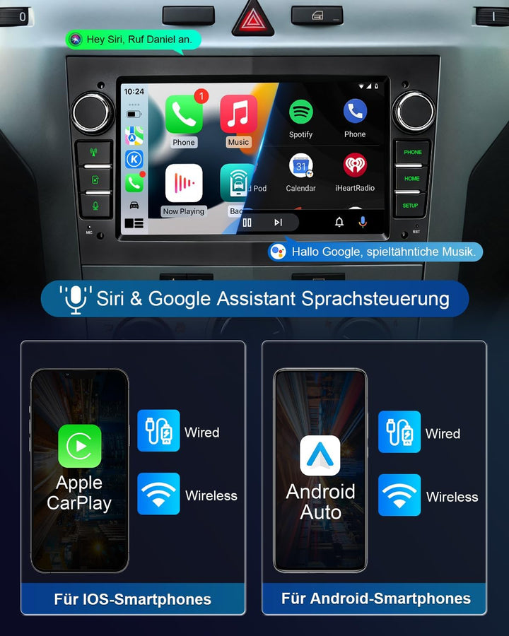 Autoradio mit Bildschirm Carplay Radio für Opel Corsa D, Astra J/H,Meriva 7-Zoll Schwarz, 7-Zoll Sch