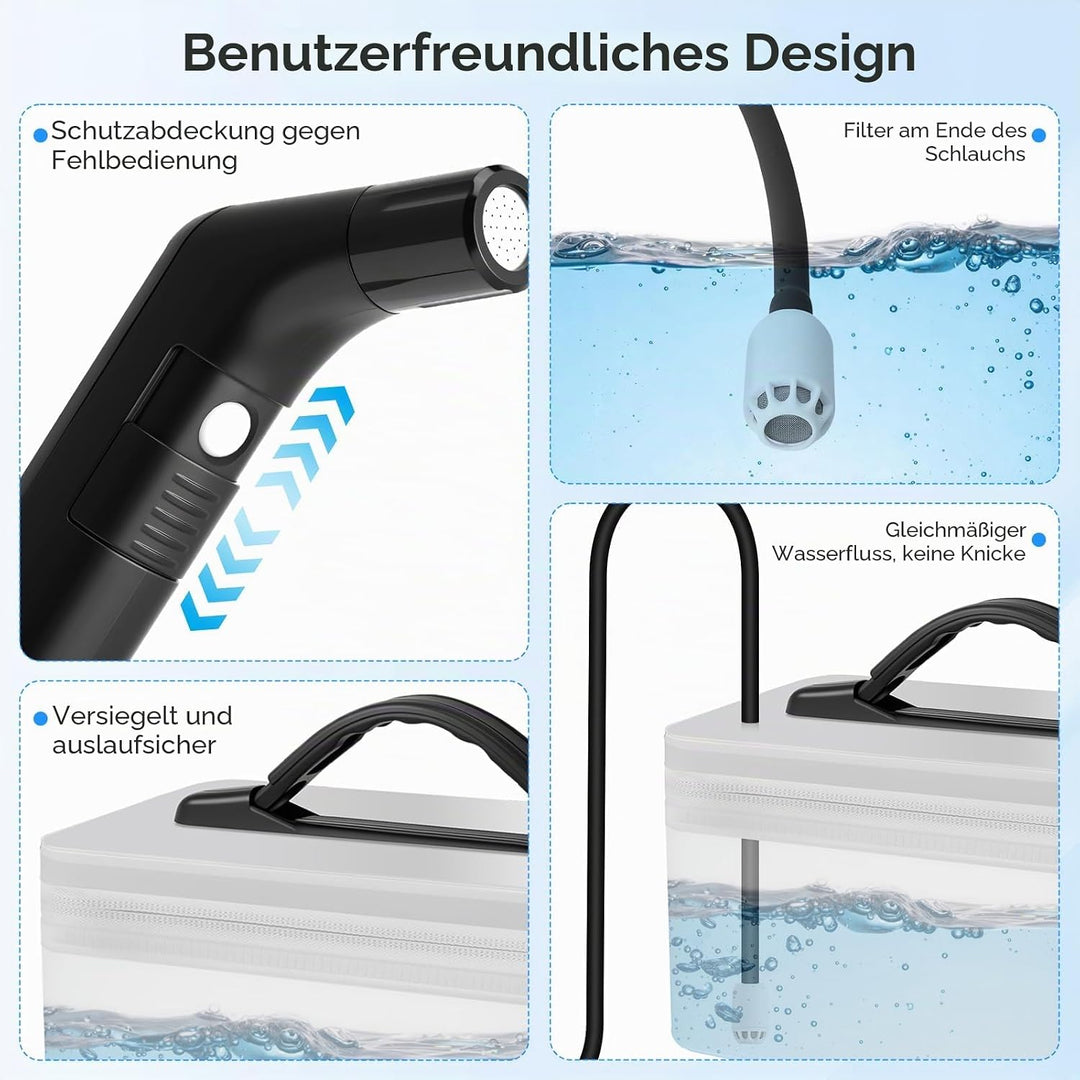 Elektrisches Reise Bidet 2.3L, Electric Bidet Mobiles Portable Bidet mit 1.2M Schlauch, Tragbar für