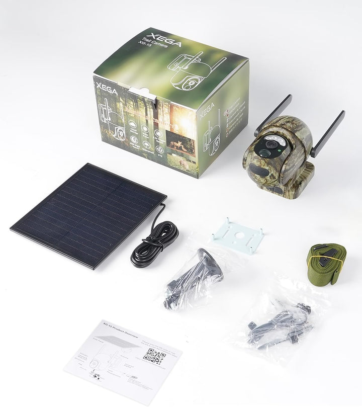 Xega 4G LTE Ohne WLAN Wildkamera Solar 2K PTZ Wildtierkamera mit SIM-Karte
