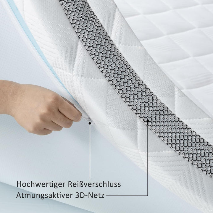 BedStory Gel Topper 100x200cm H3/H4 aus 10cm Höhe Kaltschaumkern 100 x 200 cm, 100 x 200 cm