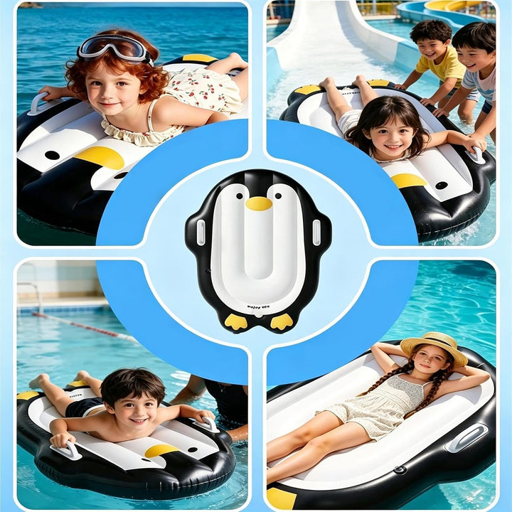 Aufblasbares Kinder-Surfbrett – Niedliches Pinguin-Design mit Haltegriff