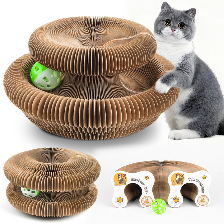 Kratzbrett Katze, 2-in-1 Cat Kratzbrett mit Glöckchen, Magische Orgel Cat Scratching Board, Zusammen