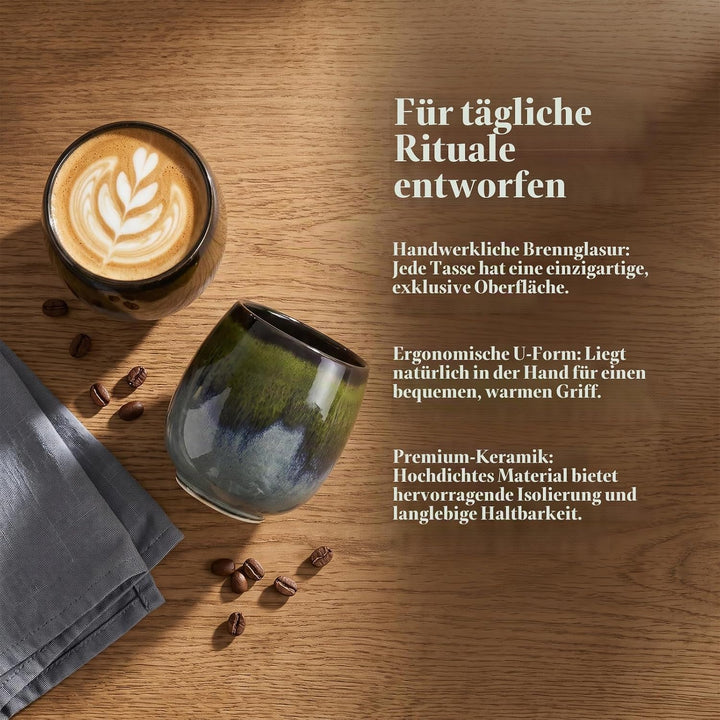 Espressotassen 4er Set, 80 ml Espressobecher, Reaktivglasur