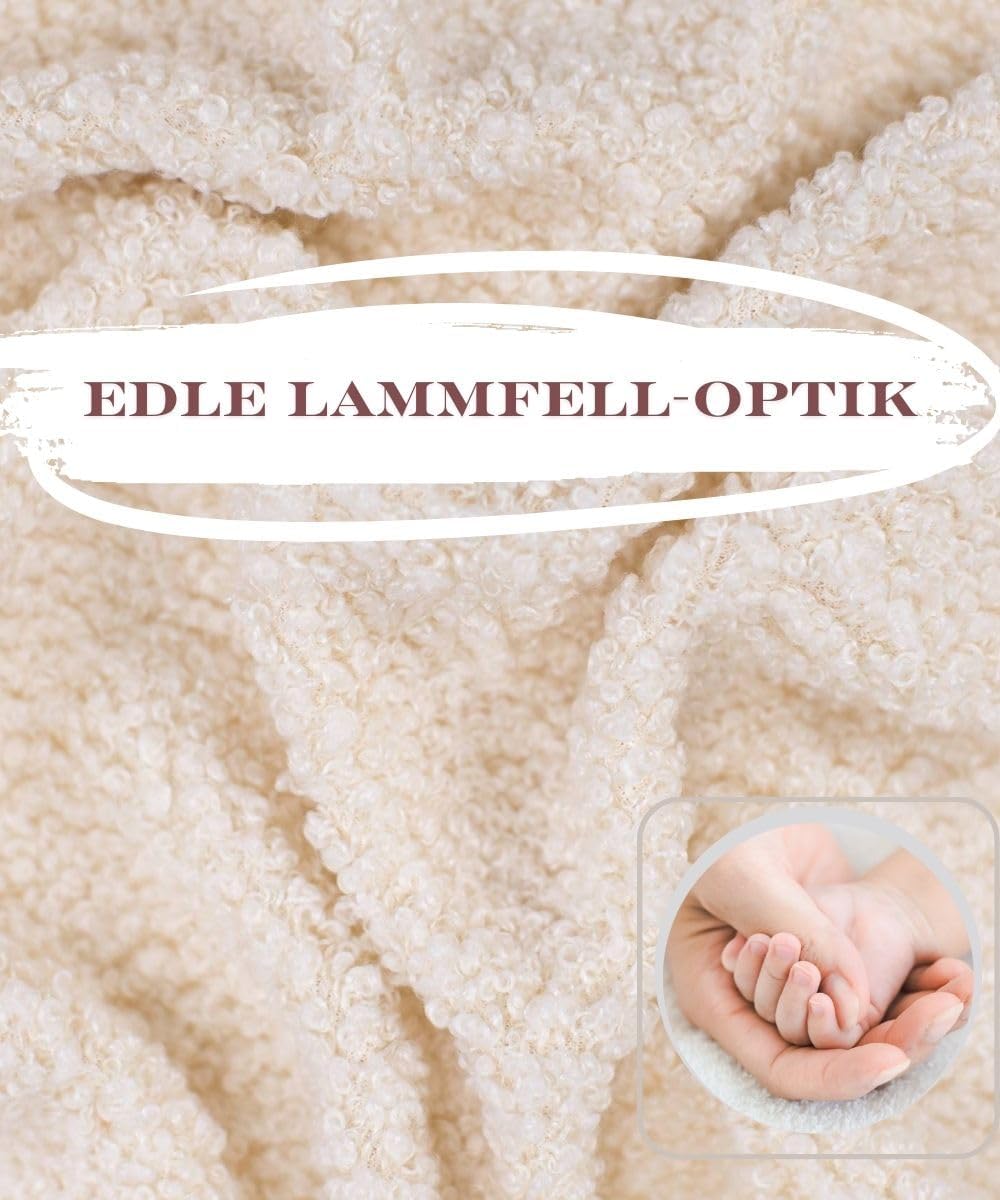 Einschlagdecke Babyschale 80x80cm | Für Neugeborene &amp; Babys bis max. 4 Monate | Kuschel-Bouclé Lammf