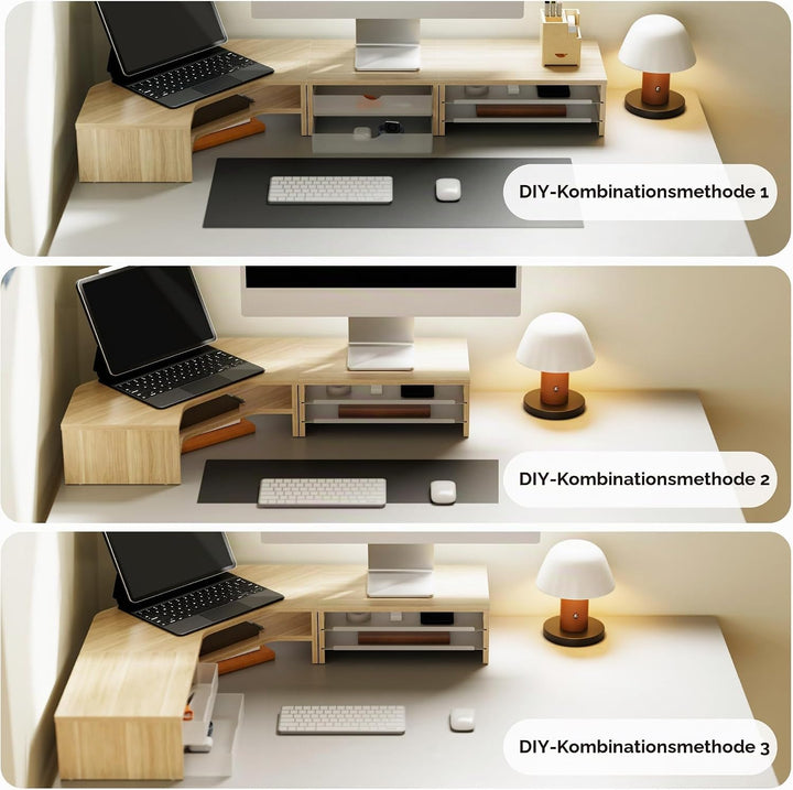 Fenge Monitorständer, L-förmig für Ecken Laptop PC, Monitor Stand, Eiche, Eiche