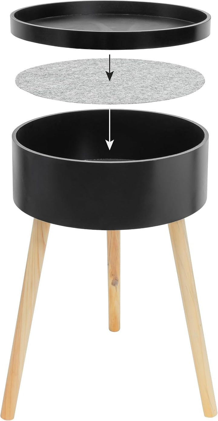 Bonetti Beistelltisch rund mit Stauraum und Tablett aus Holz | ca. Ø 38 x 59 cm | Skandinavisches De