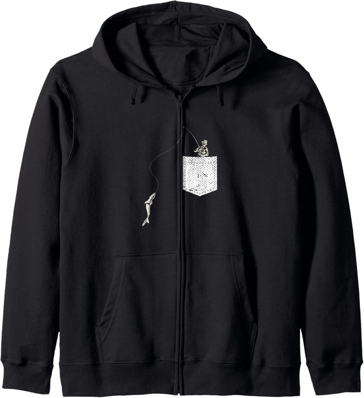 Fisch Angeln Angelrute Brusttasche Angel Fischer Angler Kapuzenjacke