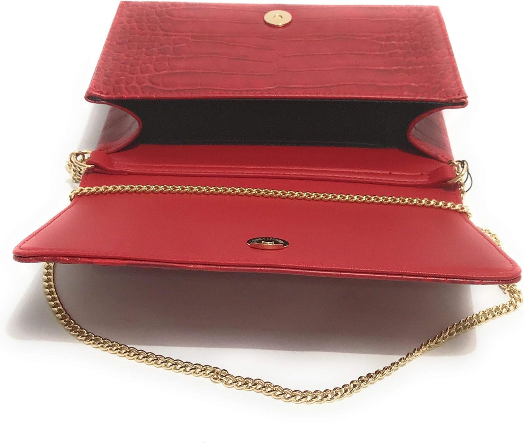Love Moschino Damen Borsa Croco Pu Damentasche Rot, Rot