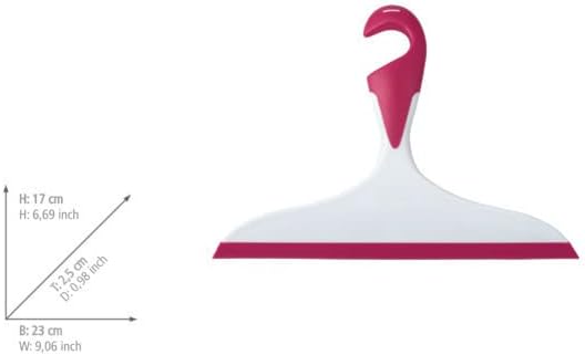 WENKO Badezimmerwischer Loano Pink - Duschabzieher, mit Haken, Kunststoff (TPR), 23 x 17 x 2.5 cm, P